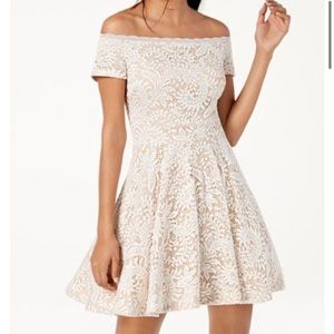 B. Darlin Dress off shoulder fit and flare dress